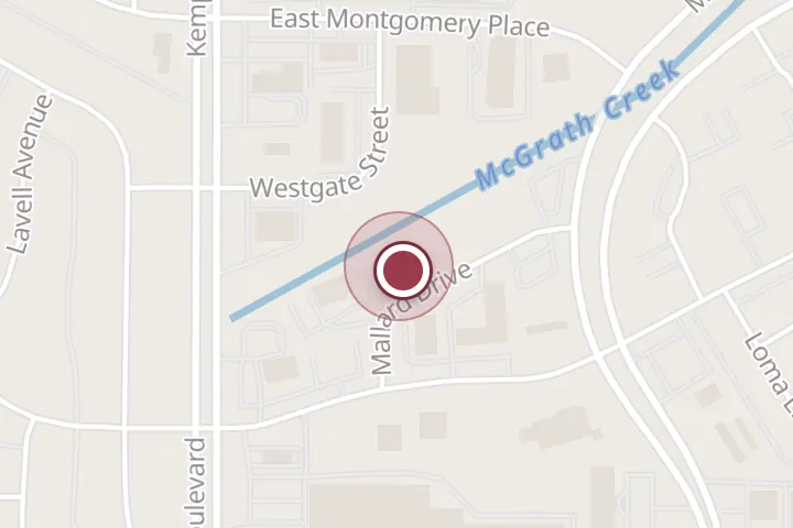 Street map around 2510 Mallard Dr Suite B, Wichita Falls, with a pin at 1889 Cake and Coffee Bar
