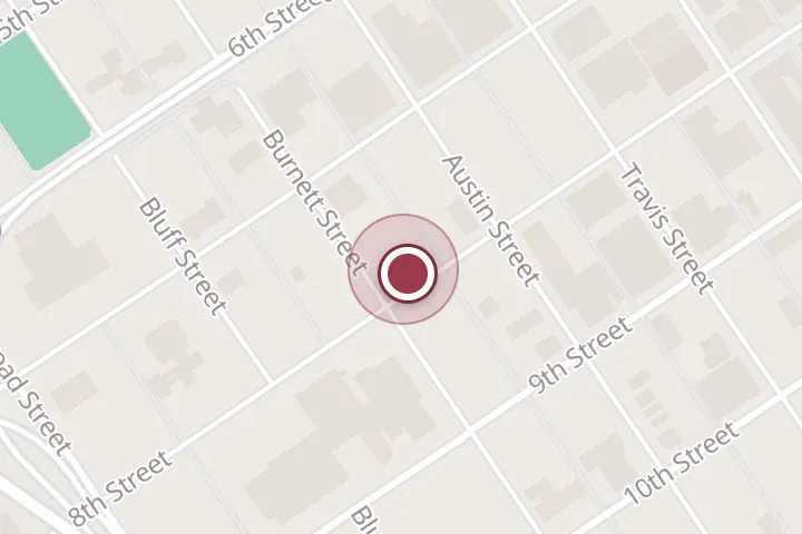 Street map around 1110 8th St, Wichita Falls, with a pin at 1989 Pole - a pole fitness and dance studio