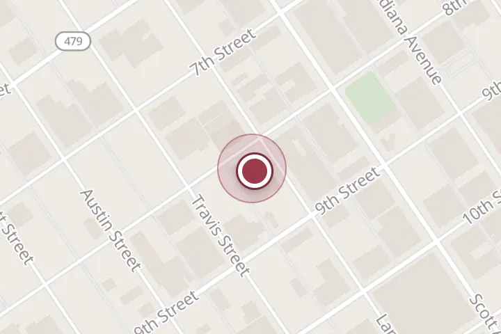Street map around 901 8th St, Wichita Falls, with a pin at 8th St. Coffee House