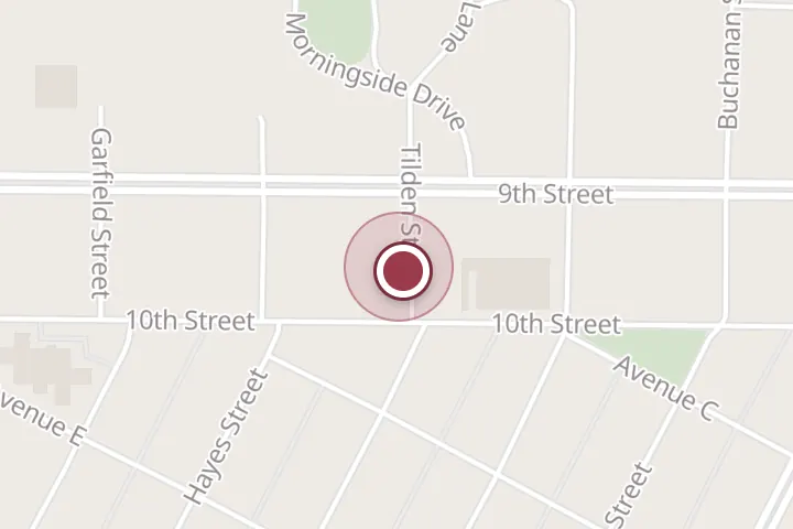 Street map around 906 Tilden St, Wichita Falls, with a pin at 940 Roofing and Construction