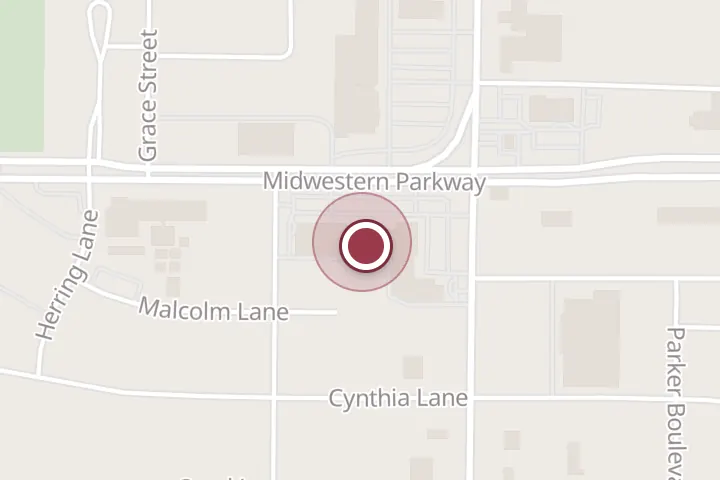 Street map around 1501 Midwestern Pkwy #111, Wichita Falls, with a pin at All-American Insurance