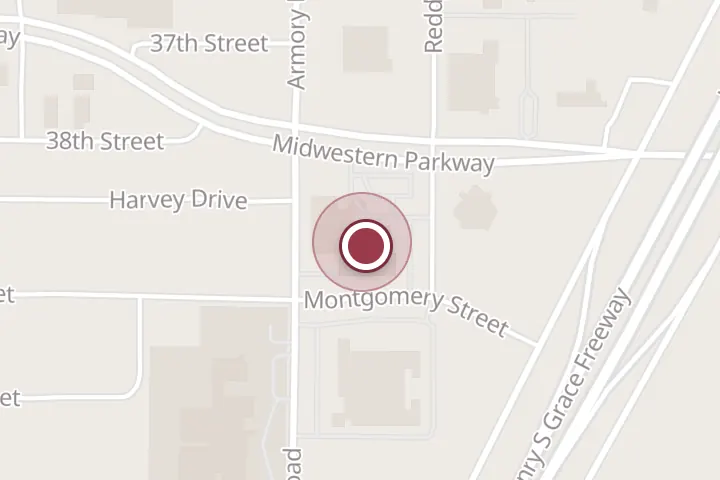 Street map around 1005 Midwestern Pkwy, Wichita Falls, with a pin at Aquatic & Wellness Center