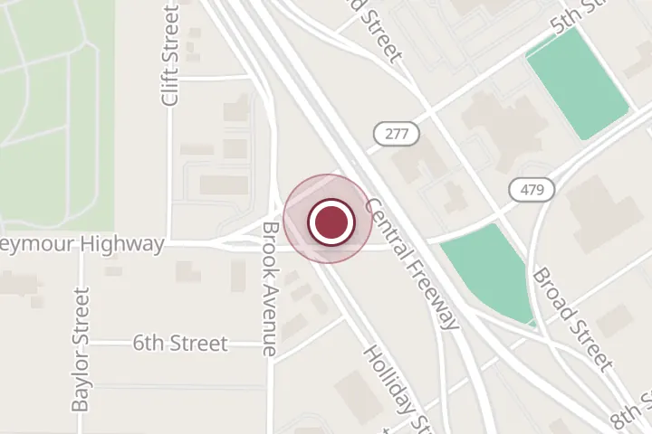 Street map around 501 Holliday St, Wichita Falls, with a pin at Arby's