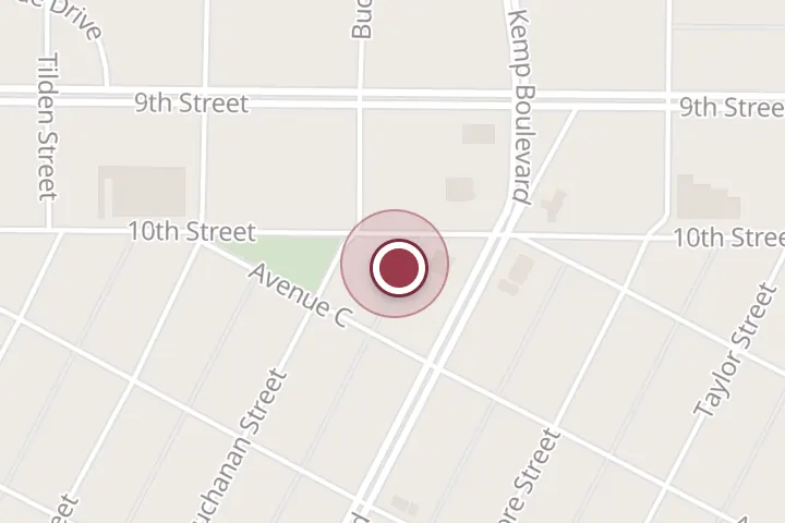 Street map around 2609 10th St, Wichita Falls, with a pin at Auto Clinic
