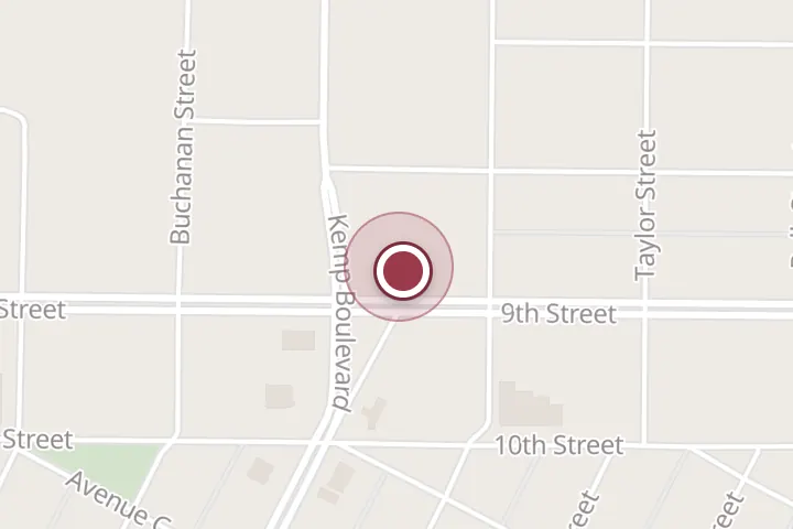 Street map around 2510 9th St, Wichita Falls, with a pin at Bob Harman Real Estate