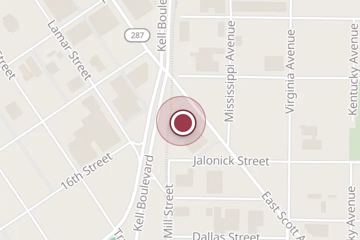 Street map around 104 E Scott Ave, Wichita Falls, with a pin at Branding Iron Restaurant & Catering