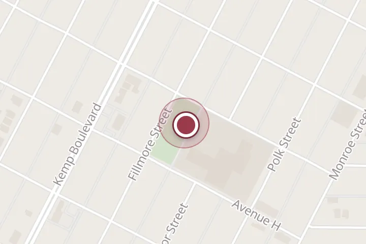 Street map around 1701 Fillmore St, Wichita Falls, with a pin at Bridwell Park