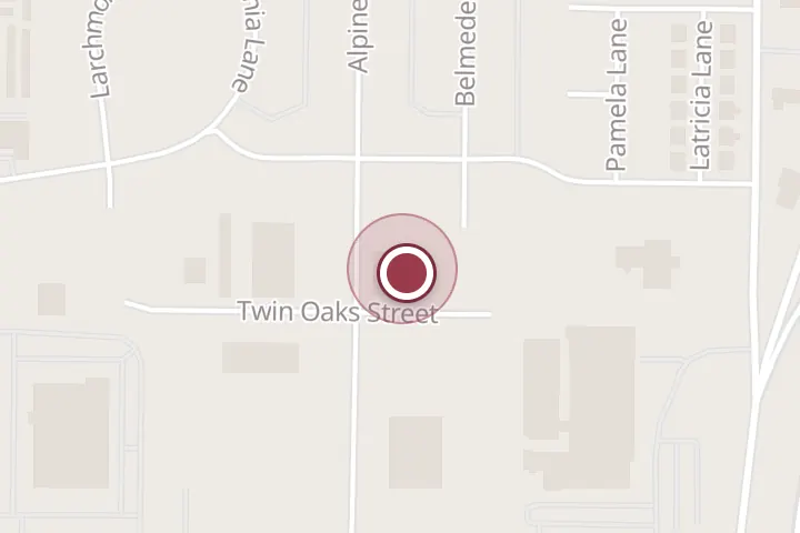 Street map around 1304 Twin Oaks St, Wichita Falls, with a pin at Brunel Corporation