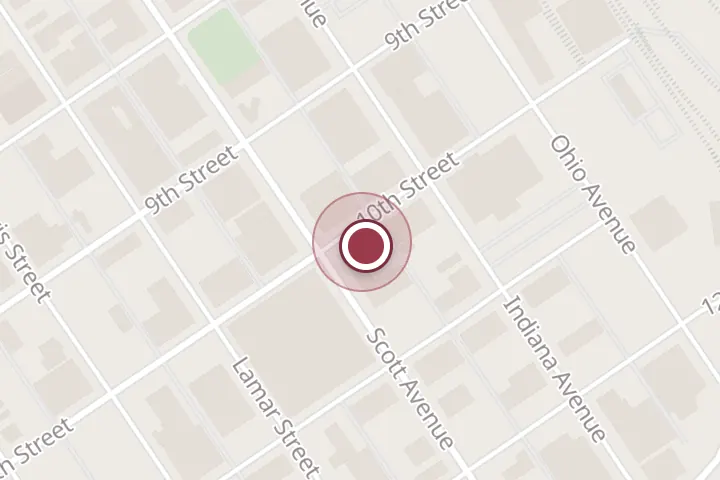 Street map around 10th St, Wichita Falls, with a pin at Callaway's Bar-B-Q