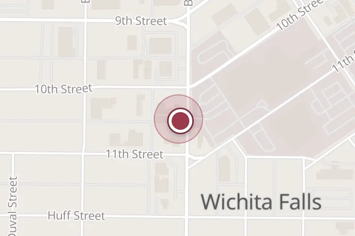 Street map around 1004 Brook Ave, Wichita Falls, with a pin at Cardivascular Imaging Center