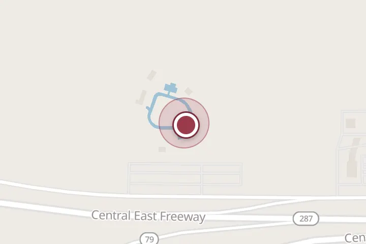 Street map around 1000 Central E Fwy, Wichita Falls, with a pin at Castaway Cove Waterpark