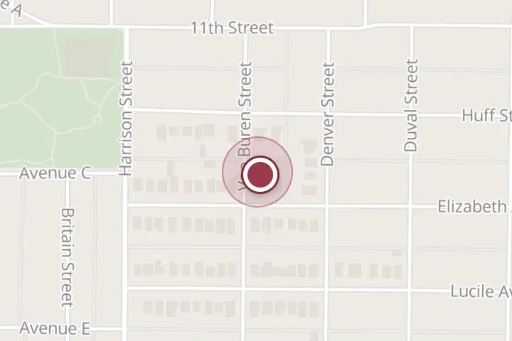 Street map around 1912 Elizabeth Ave Unit 1, Wichita Falls, with a pin at Cherokee Construction Co General Contractor LLC