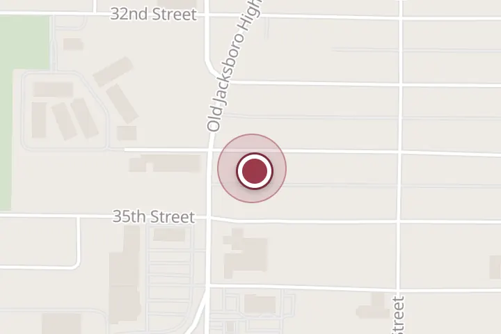 Street map around 1427 34th St, Wichita Falls, with a pin at Classic Paint & Body