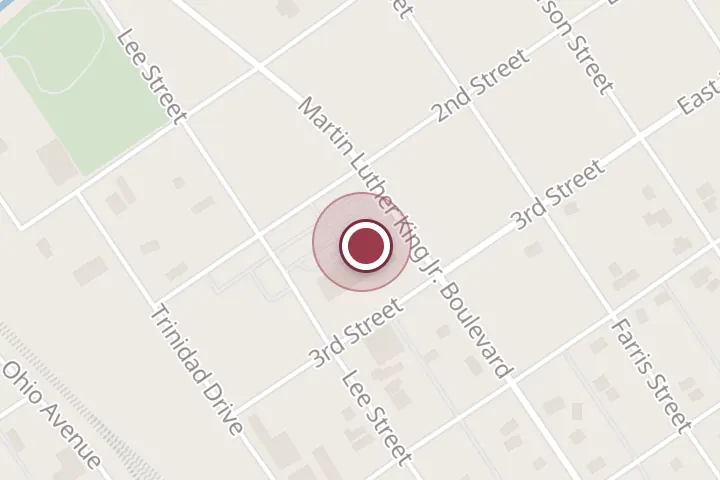 Street map around 200 Martin Luther King Jr Blvd, Wichita Falls, with a pin at Community Healthcare Center: Kenda Dean, NP