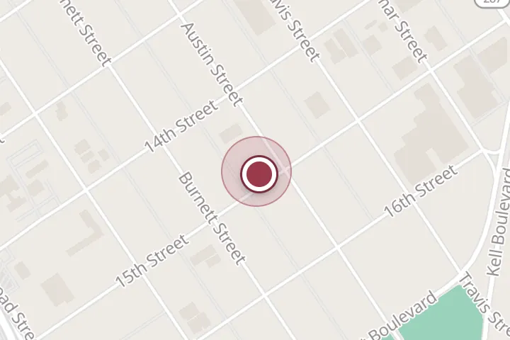 Street map around 1410 Austin St, Wichita Falls, with a pin at Cool-Temp Siding