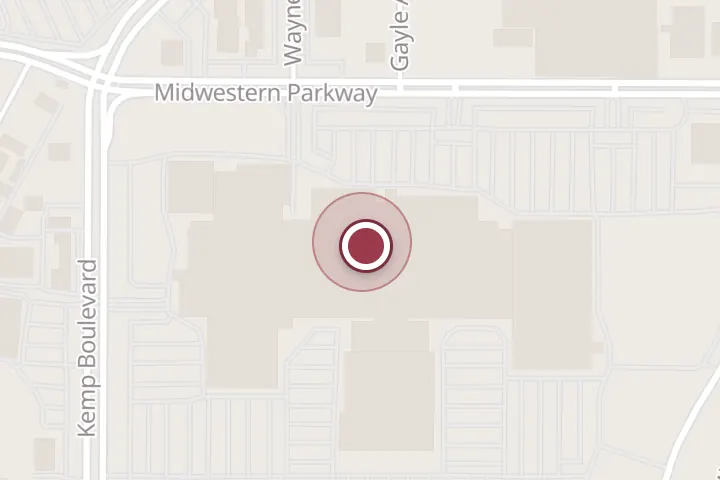 Street map around 670 3111 Midwestern Pkwy, Wichita Falls, with a pin at Cotton On Kids