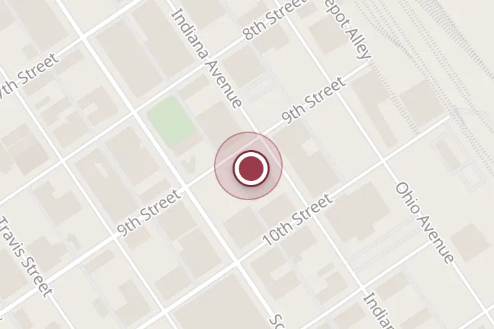 Street map around 900 Indiana Ave, Wichita Falls, with a pin at CrashWorks STEAM Studio & Makerspace
