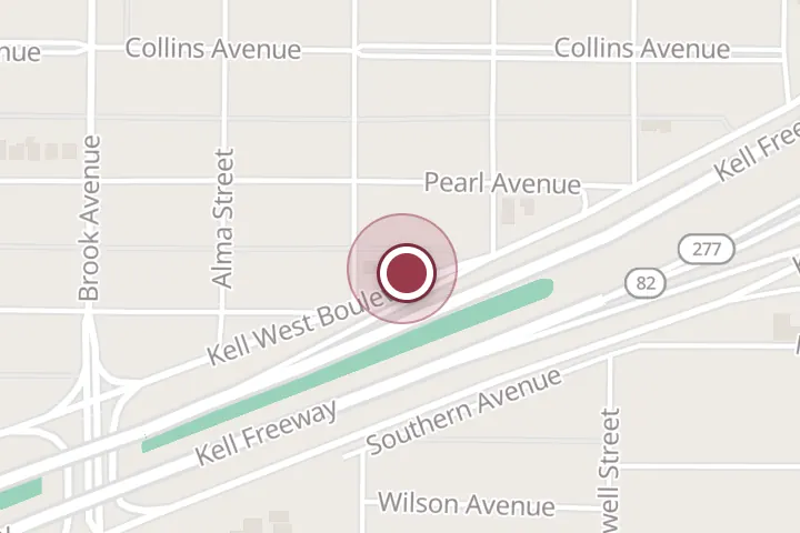 Street map around 1630 Kell W Blvd, Wichita Falls, with a pin at Dalorem Heating & Air
