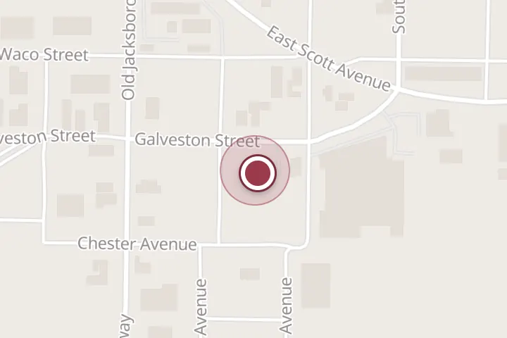 Street map around 405 Galveston St Ste 1, Wichita Falls, with a pin at Deep in the Heart, Wellness