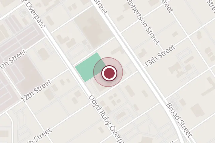 Street map around 1212 Broad St, Wichita Falls, with a pin at Delux Inn