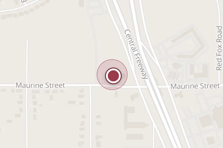 Street map around 1206 Central E Fwy, Wichita Falls, with a pin at Denny's Restaurant