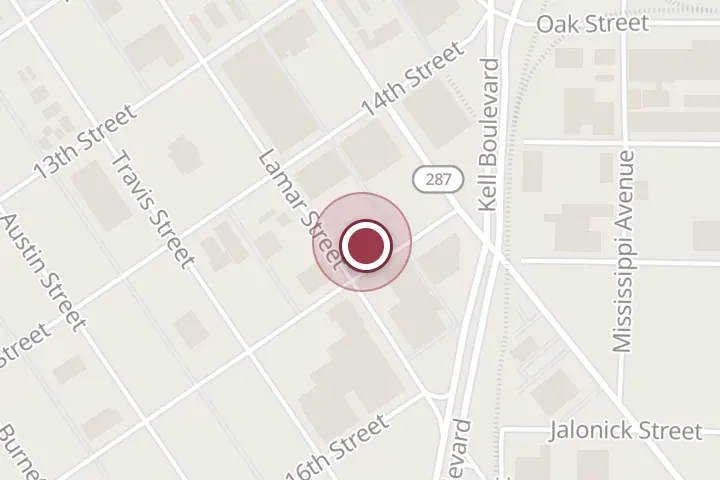 Street map around 1409 Lamar St, Wichita Falls, with a pin at Deuce P-2