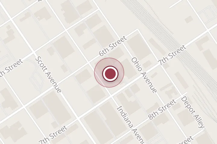 Street map around 613 Indiana Ave, Wichita Falls, with a pin at Deviance Skate Supply