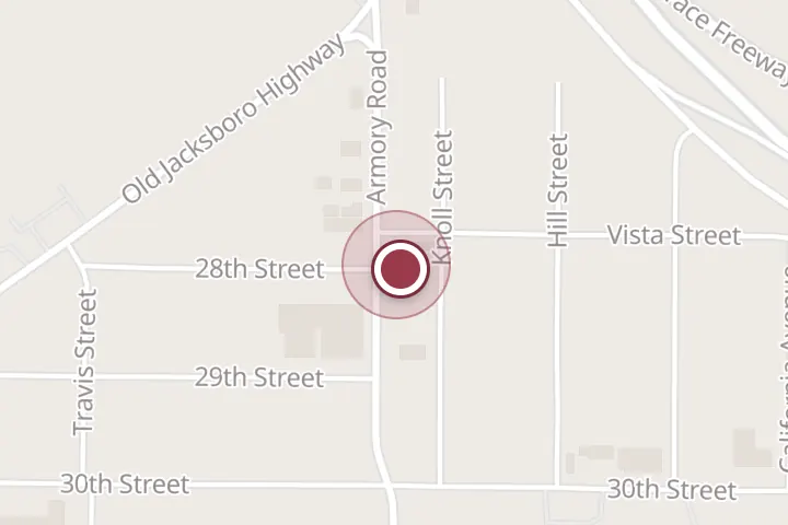 Street map around 2803 Armory Rd, Wichita Falls, with a pin at Duke Construction Co