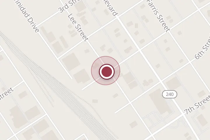 Street map around 410 E 5th St, Wichita Falls, with a pin at Dwight Transfer & Storage Co., Inc.