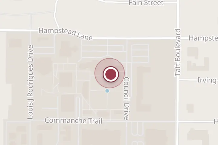 Street map around 3410 Taft Blvd, Wichita Falls, with a pin at Einstein Bros. Bagels