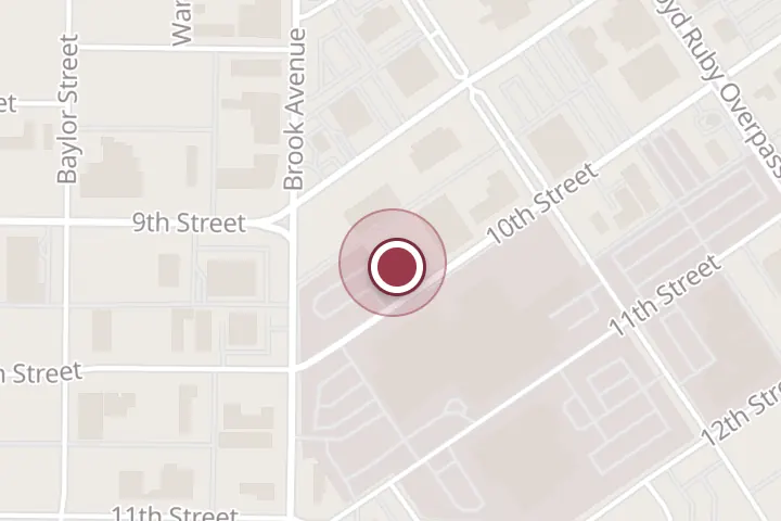 Street map around 1616 10th St, Wichita Falls, with a pin at ER Cafe