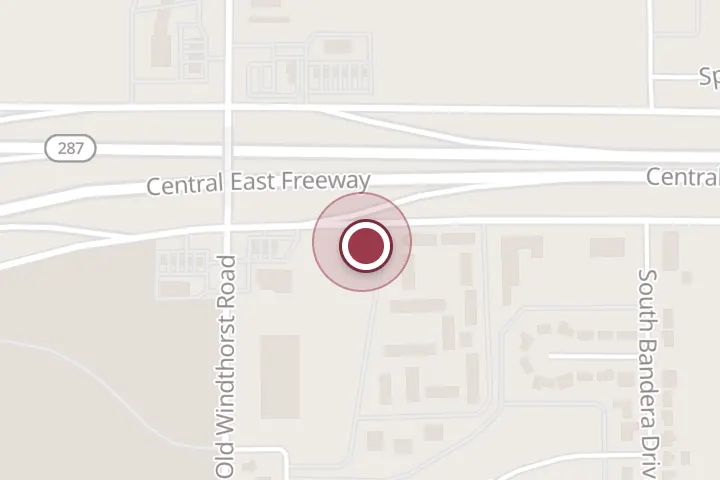 Street map around 1209 Central E Fwy, Wichita Falls, with a pin at Evergreen Lawn