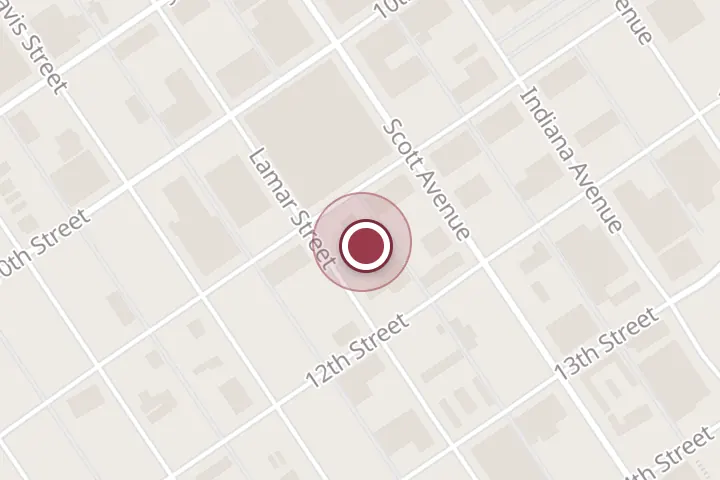 Street map around 1111 Lamar St, Wichita Falls, with a pin at Firestone Complete Auto Care