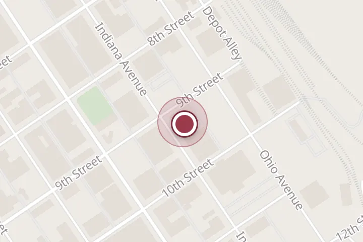 Street map around 901 Indiana Ave, Wichita Falls, with a pin at First Texas Building