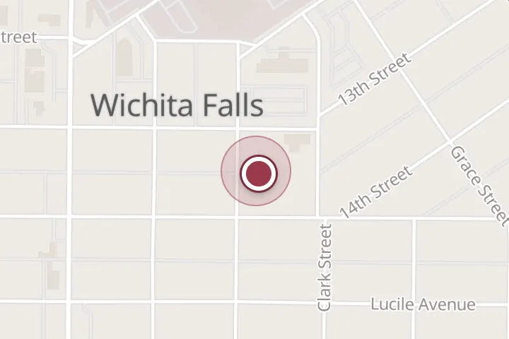 Street map around 1307 Marshal St, Wichita Falls, with a pin at Flamingo landscaping