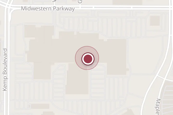 Street map around 3111 Midwestern Pkwy Space 200, Wichita Falls, with a pin at Foot Locker
