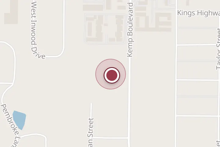Street map around 800 Kemp Blvd, Wichita Falls, with a pin at Fox Hill Restaurant & Gardens