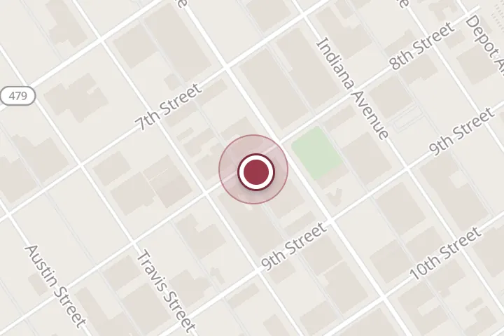 Street map around 807 8th St #900, Wichita Falls, with a pin at Frank Trotter Law Office