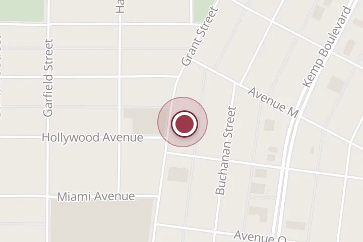 Street map around 2313 Grant St, Wichita Falls, with a pin at Gates Lawn & Landscaping LLC