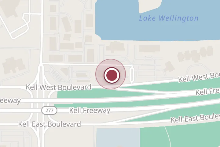 Street map around 5340 Kell W Blvd, Wichita Falls, with a pin at Gerber Collision & Glass