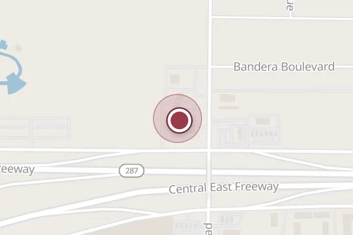 Street map around 1124 Central E Fwy E, Wichita Falls, with a pin at Godfather's Pizza Express