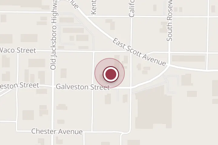 Street map around 404 Galveston St, Wichita Falls, with a pin at Goodin Plumbing