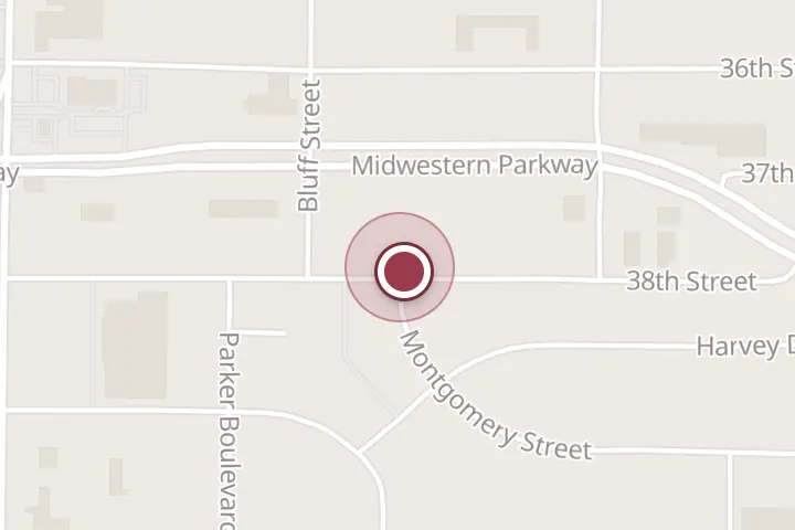 Street map around 1322 38th St, Wichita Falls, with a pin at Gwen McCorkle Tax Service