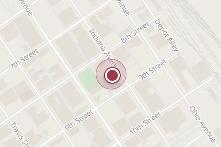 Street map around 814 Indiana Ave, Wichita Falls, with a pin at Gymnastics Unlimited