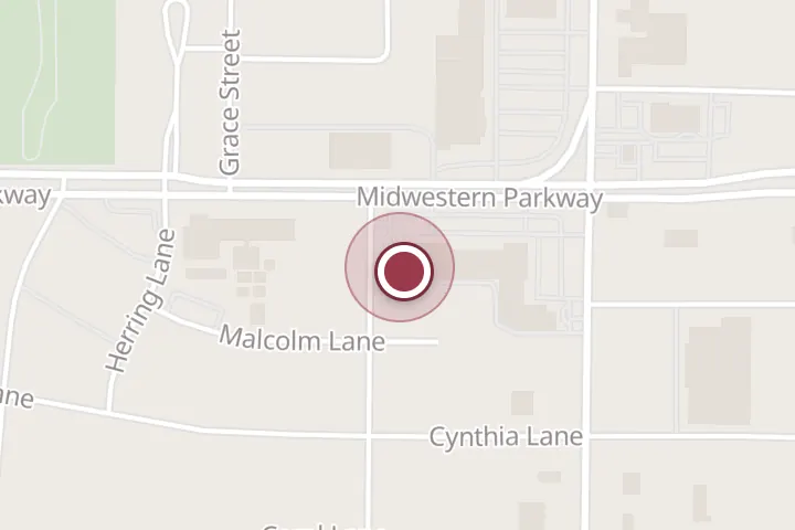 Street map around 1501 Midwestern Pkwy Ste 109, Wichita Falls, with a pin at H&R Block