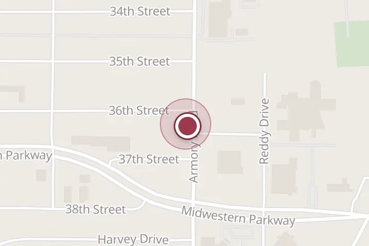Street map around 3600 Armory Rd, Wichita Falls, with a pin at Harmon Electric Inc