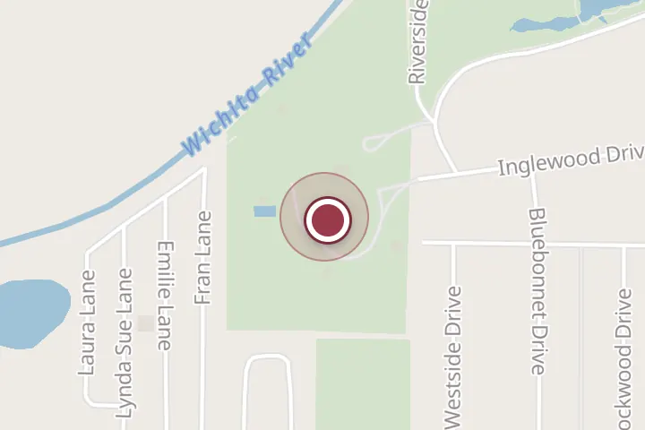 Street map around Terrace Ave, Wichita Falls, with a pin at Harrell Park
