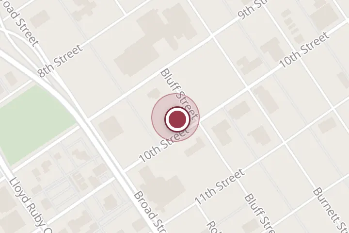Street map around 1300 10th St, Wichita Falls, with a pin at Higginbotham - Wichita Falls