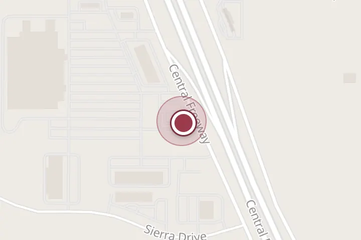 Street map around 2610 Central E Fwy, Wichita Falls, with a pin at Jack in the Box