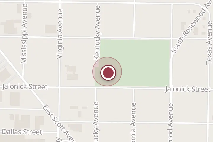 Street map around 405 Walnut St, Wichita Falls, with a pin at Jalonick Park